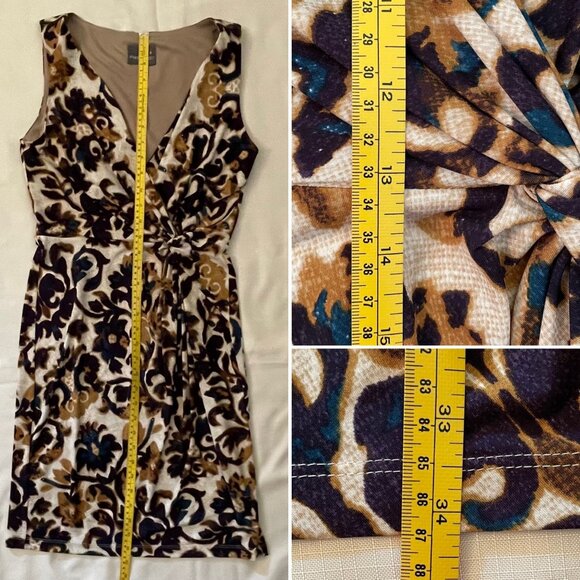 Muse Faux Wrap Front Twist Dress Womens Sz 4 Dress w/Stretch Knee Length Paisley - Picture 8 of 11